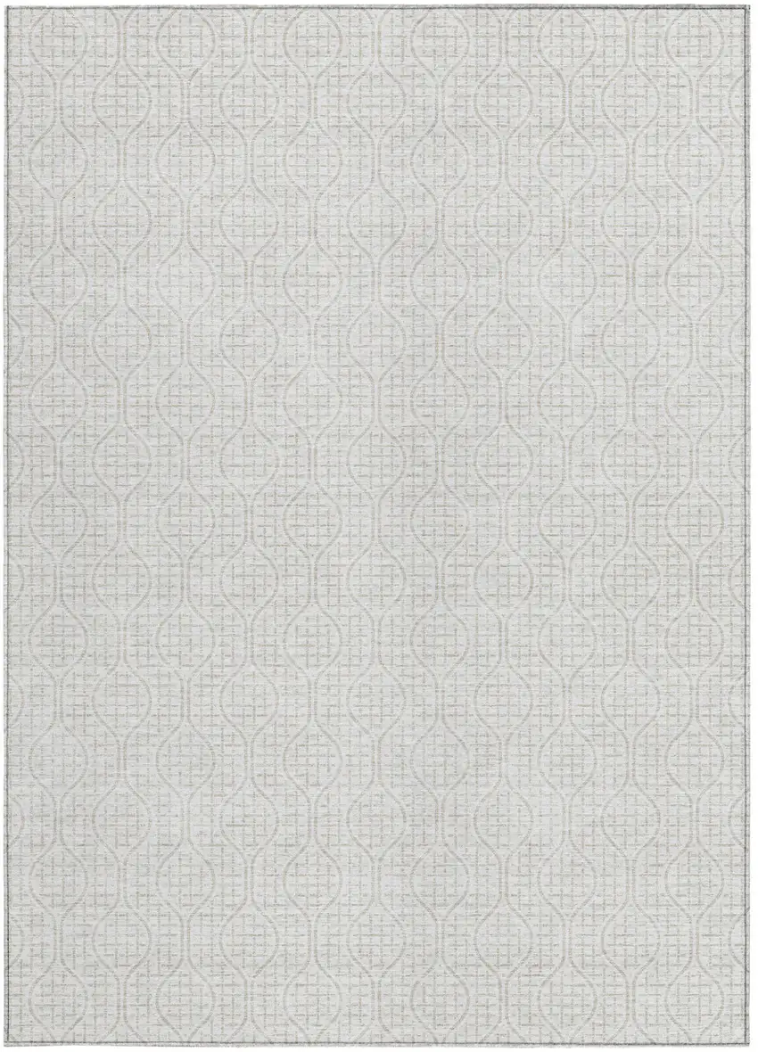 Ivory And Beige Geometric Washable Indoor Outdoor Area Rug Photo 6