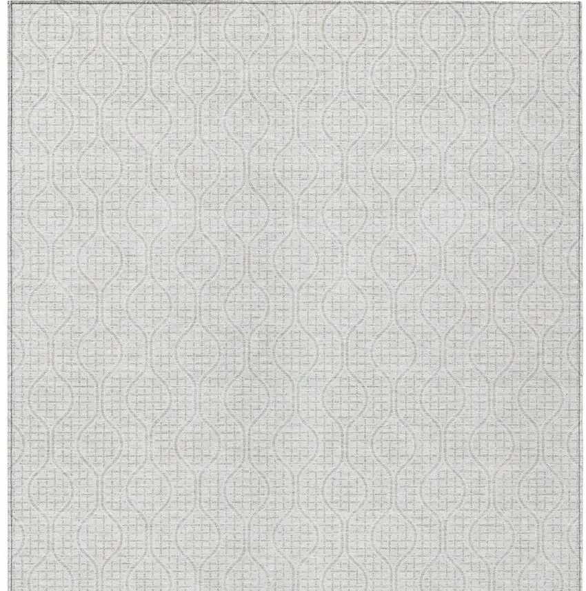 Ivory And Beige Geometric Washable Indoor Outdoor Area Rug Photo 6