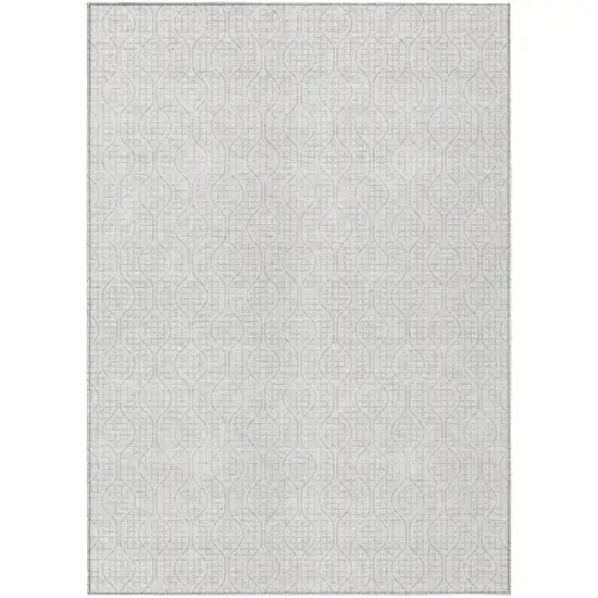 Ivory And Beige Geometric Washable Indoor Outdoor Area Rug Photo 2