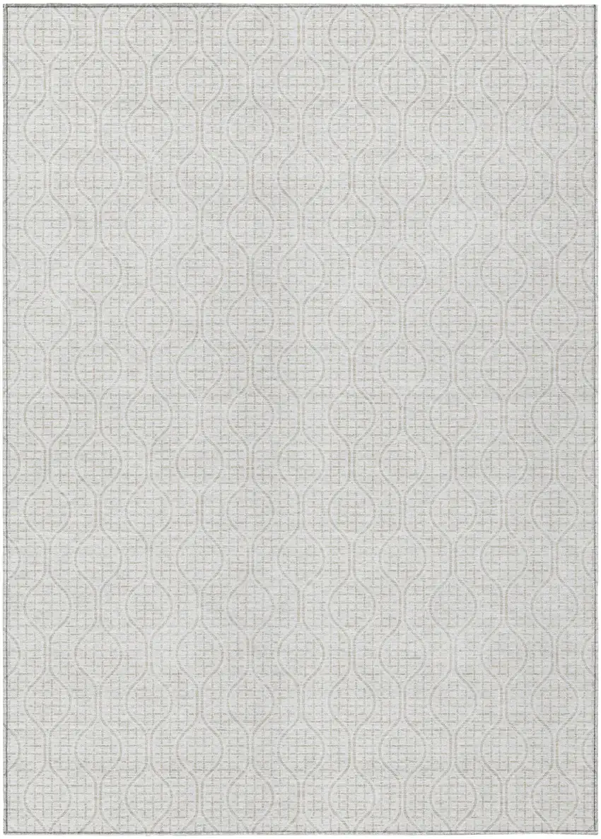 Ivory And Beige Geometric Washable Indoor Outdoor Area Rug Photo 2
