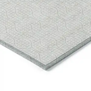 Photo of Ivory And Beige Geometric Washable Indoor Outdoor Area Rug