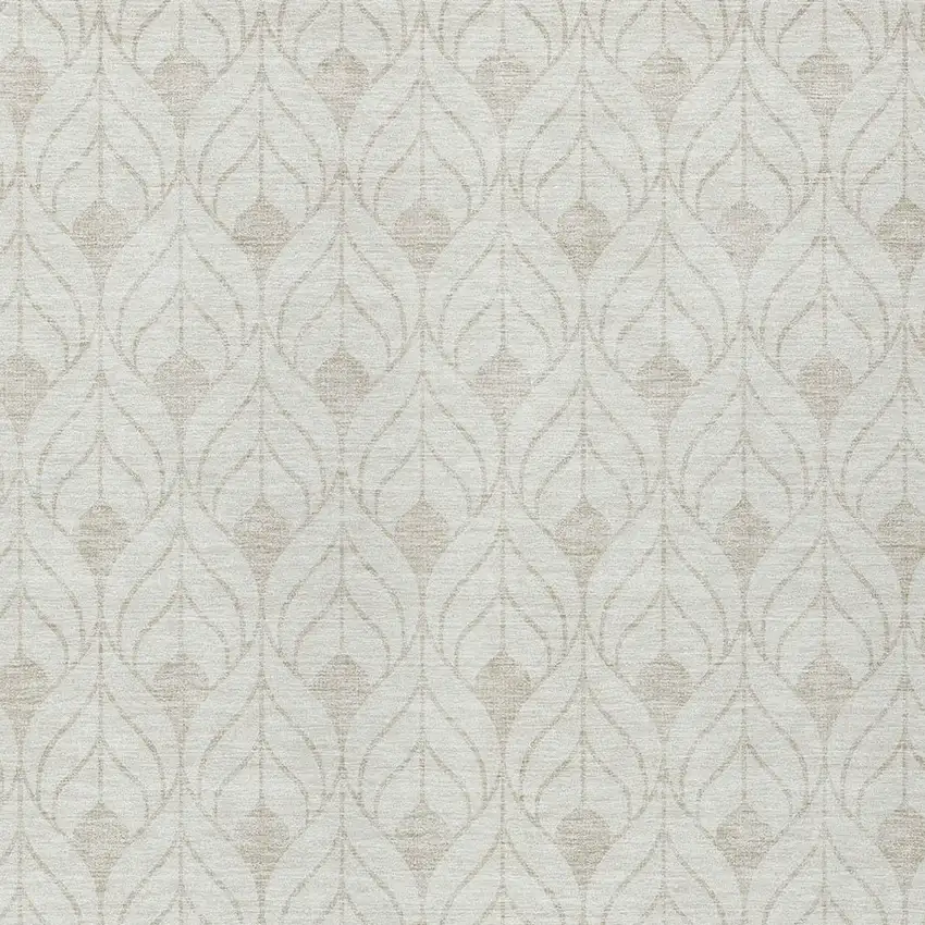 Ivory And Beige Geometric Washable Indoor Outdoor Area Rug Photo 5