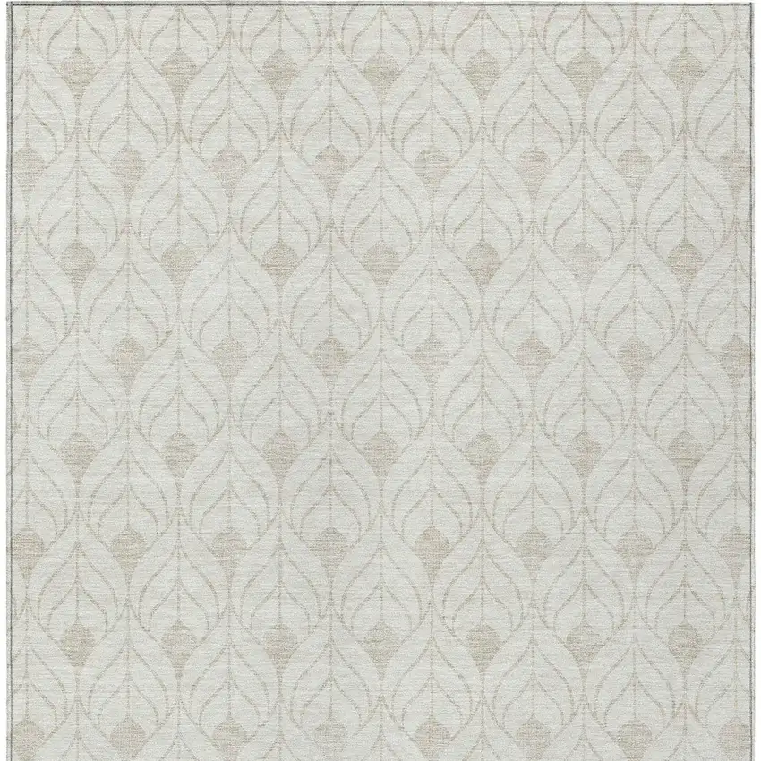 Ivory And Beige Geometric Washable Indoor Outdoor Area Rug Photo 7