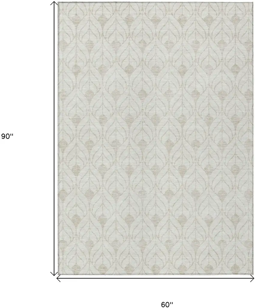 Ivory And Beige Geometric Washable Indoor Outdoor Area Rug Photo 3