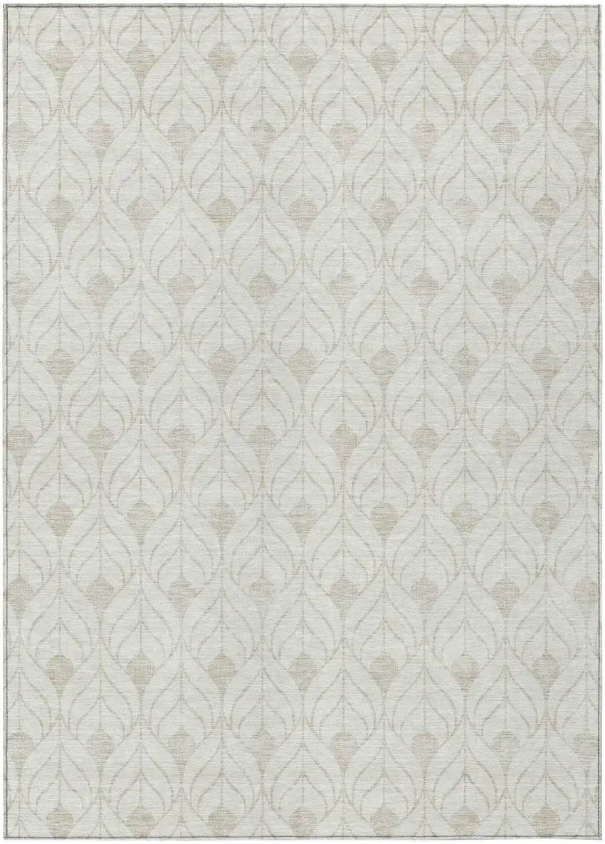 Ivory And Beige Geometric Washable Indoor Outdoor Area Rug Photo 2