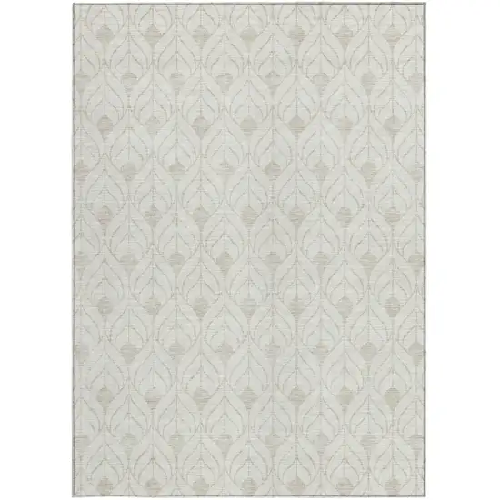 Ivory And Beige Geometric Washable Indoor Outdoor Area Rug Photo 6