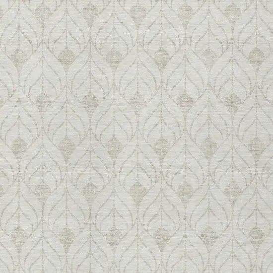 Ivory And Beige Geometric Washable Indoor Outdoor Area Rug Photo 6