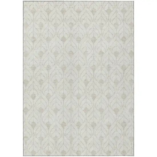 Ivory And Beige Geometric Washable Indoor Outdoor Area Rug Photo 2