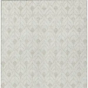 Photo of Ivory And Beige Geometric Washable Indoor Outdoor Area Rug