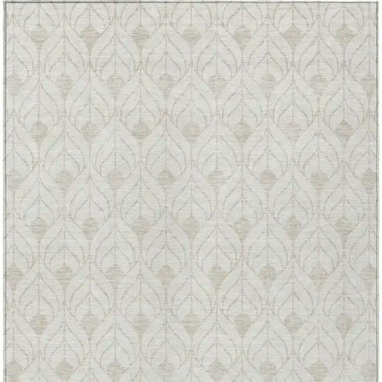 Ivory And Beige Geometric Washable Indoor Outdoor Area Rug Photo 6