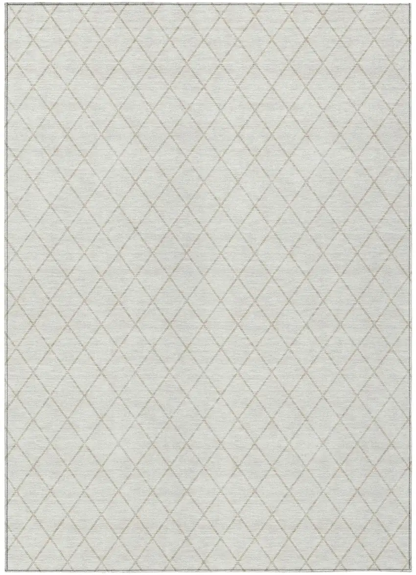 Ivory And Beige Geometric Washable Indoor Outdoor Area Rug Photo 2