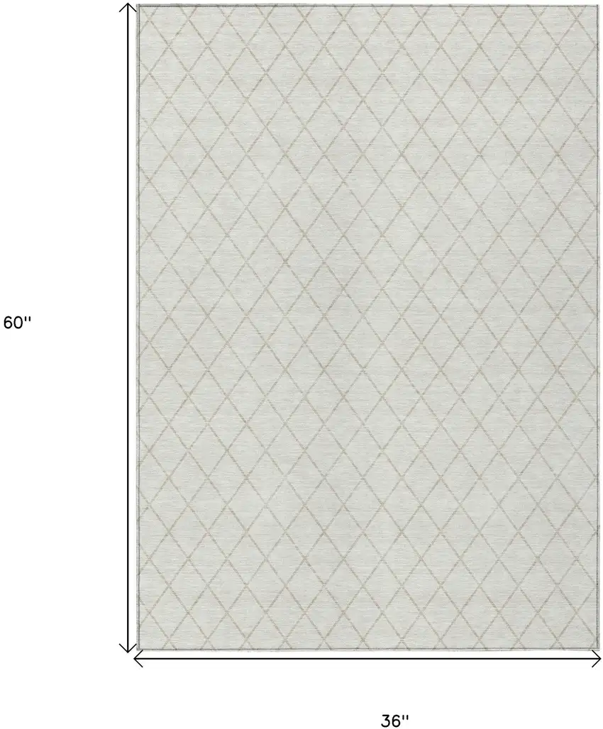 Ivory And Beige Geometric Washable Indoor Outdoor Area Rug Photo 3