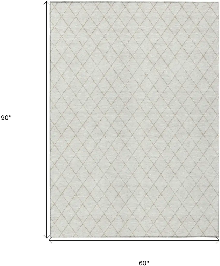 Ivory And Beige Geometric Washable Indoor Outdoor Area Rug Photo 3