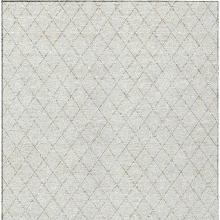 Ivory And Beige Geometric Washable Indoor Outdoor Area Rug Photo 7