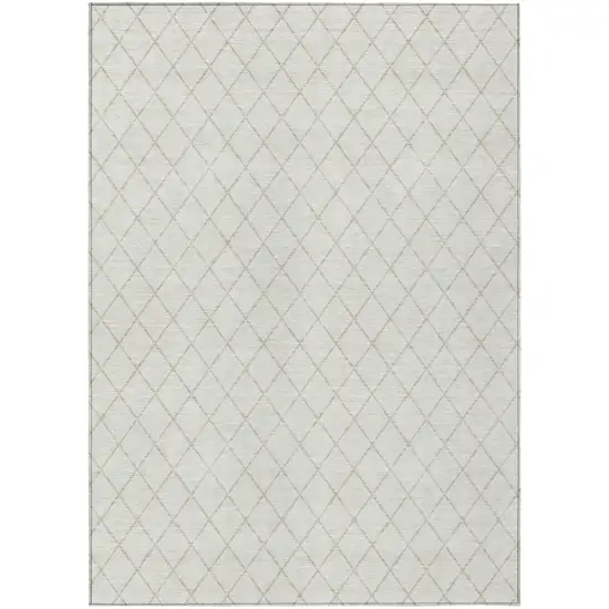 Ivory And Beige Geometric Washable Indoor Outdoor Area Rug Photo 2