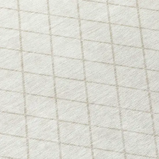 Ivory And Beige Geometric Washable Indoor Outdoor Area Rug Photo 5