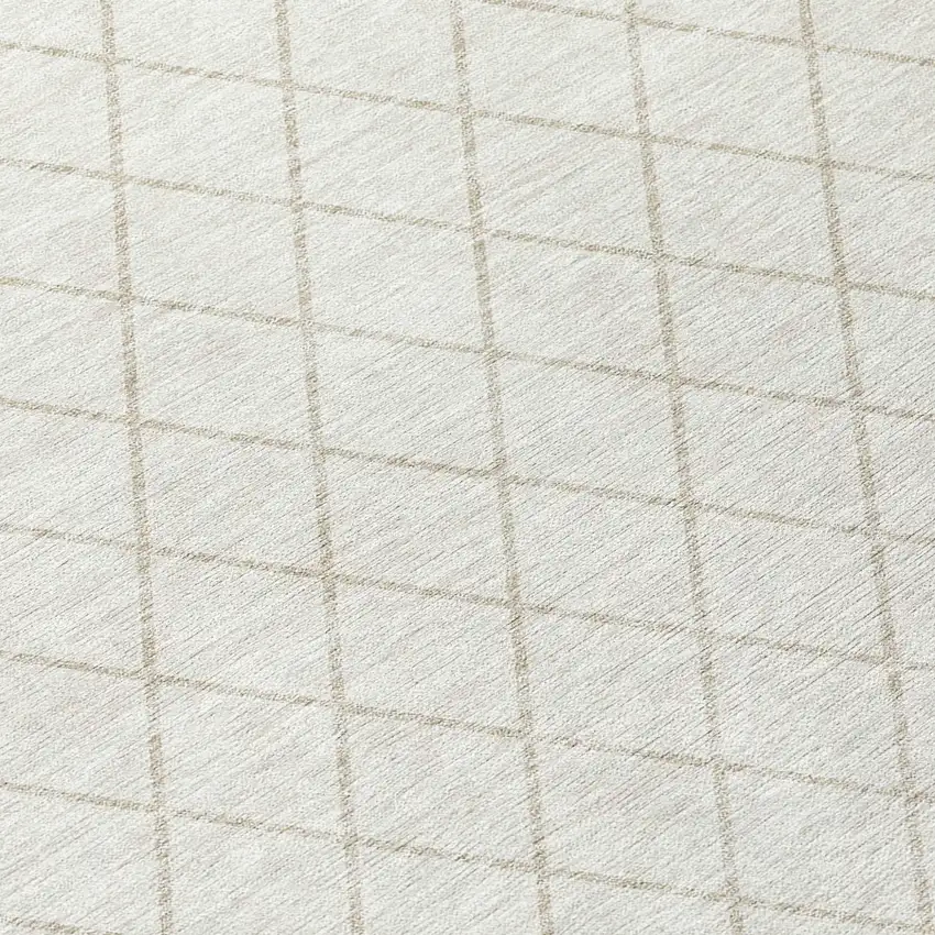 Ivory And Beige Geometric Washable Indoor Outdoor Area Rug Photo 5