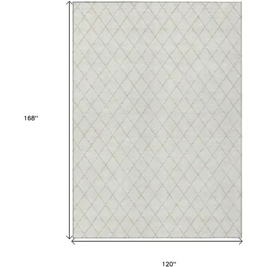 Ivory And Beige Geometric Washable Indoor Outdoor Area Rug Photo 3