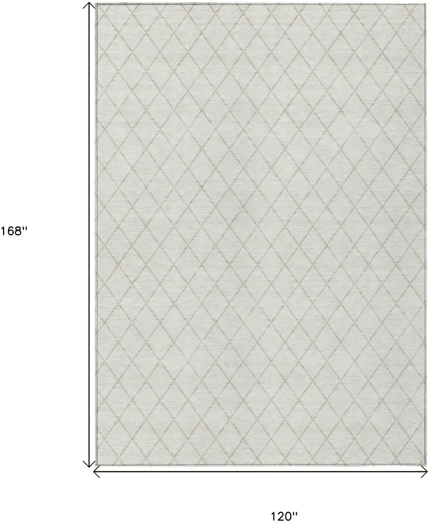 Ivory And Beige Geometric Washable Indoor Outdoor Area Rug Photo 3