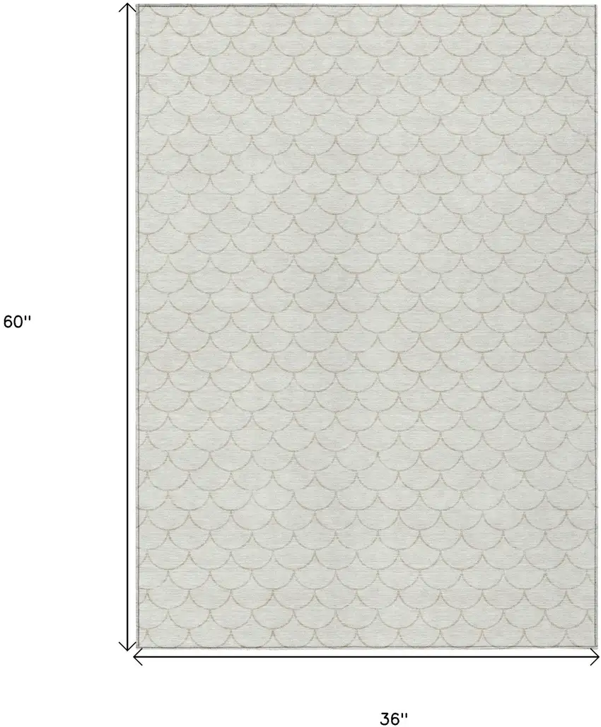 Ivory And Beige Geometric Washable Indoor Outdoor Area Rug Photo 3