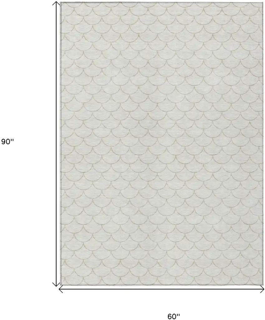 Ivory And Beige Geometric Washable Indoor Outdoor Area Rug Photo 3
