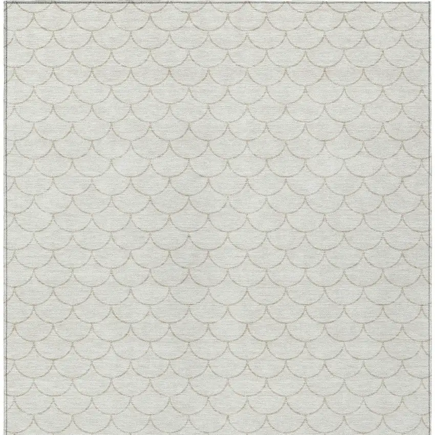Ivory And Beige Geometric Washable Indoor Outdoor Area Rug Photo 6