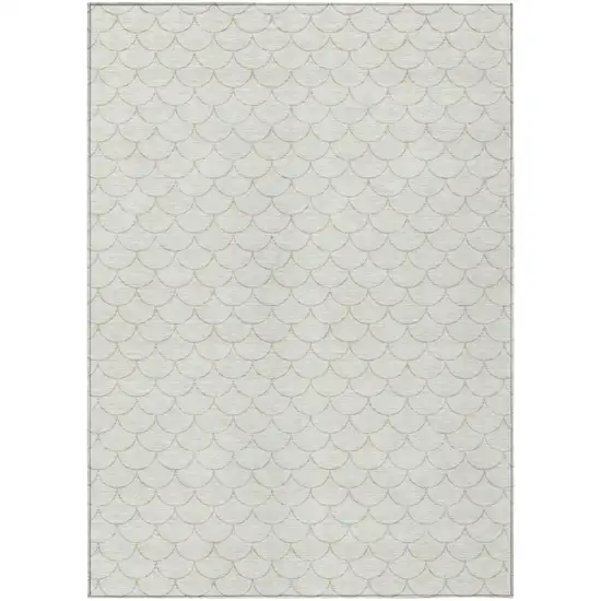 Ivory And Beige Geometric Washable Indoor Outdoor Area Rug Photo 2