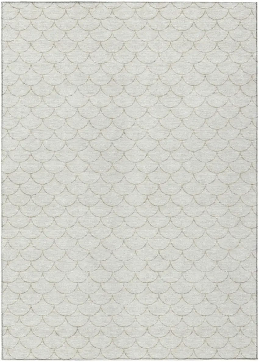 Ivory And Beige Geometric Washable Indoor Outdoor Area Rug Photo 2