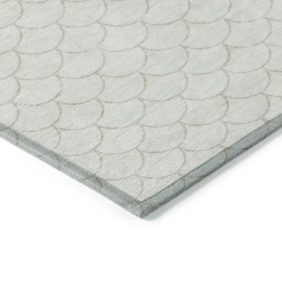 Ivory And Beige Geometric Washable Indoor Outdoor Area Rug Photo 4
