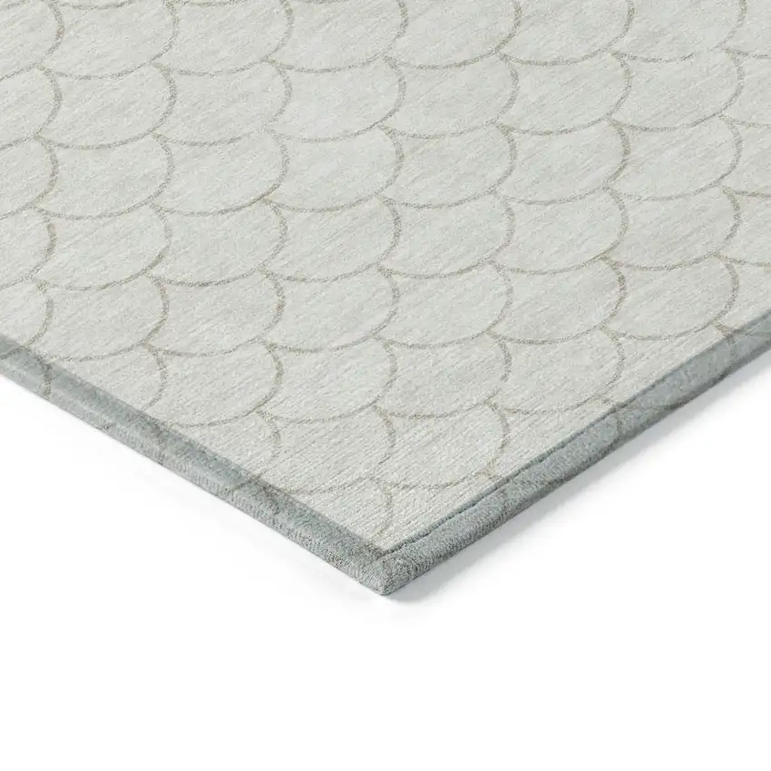 Ivory And Beige Geometric Washable Indoor Outdoor Area Rug Photo 4