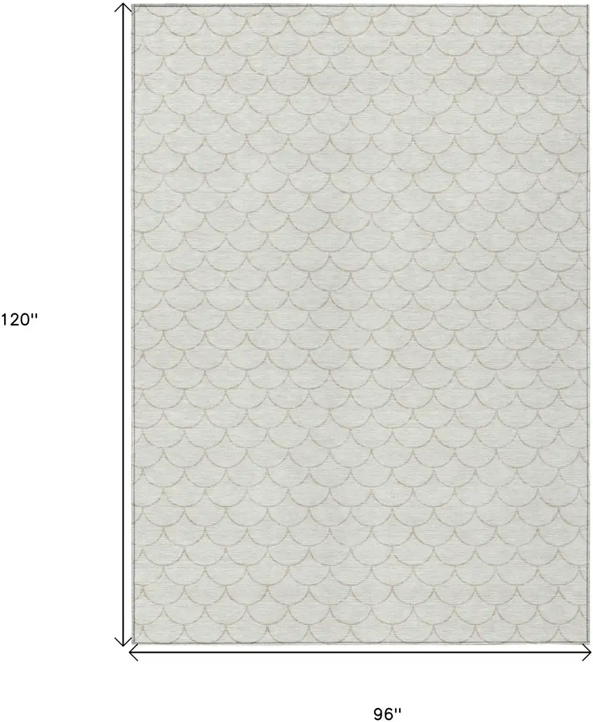 Ivory And Beige Geometric Washable Indoor Outdoor Area Rug Photo 3