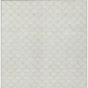 Photo of Ivory And Beige Geometric Washable Indoor Outdoor Area Rug
