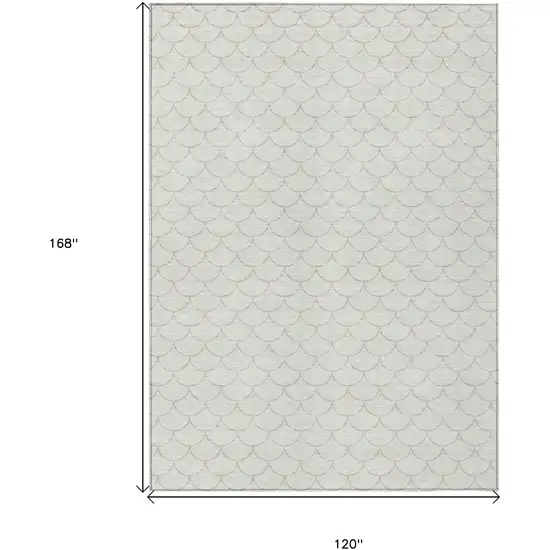 Ivory And Beige Geometric Washable Indoor Outdoor Area Rug Photo 3