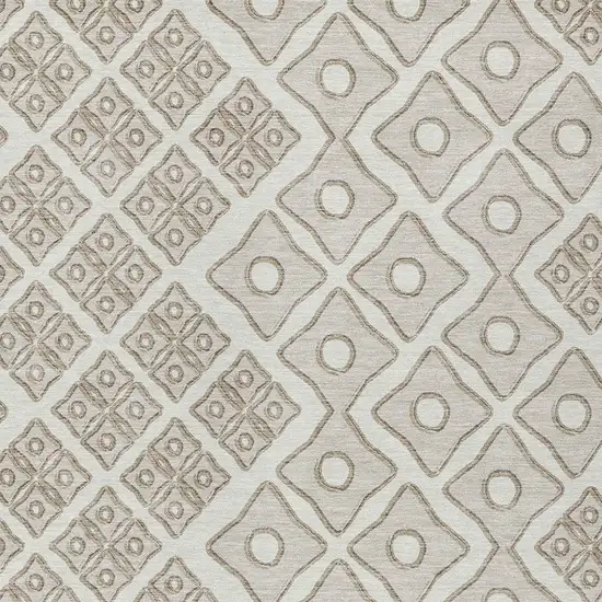 Ivory And Beige Geometric Washable Indoor Outdoor Area Rug Photo 6