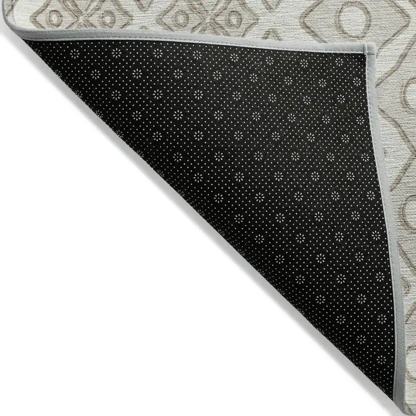 Ivory And Beige Geometric Washable Indoor Outdoor Area Rug Photo 4