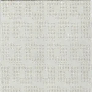 Photo of Ivory And Beige Geometric Washable Indoor Outdoor Area Rug
