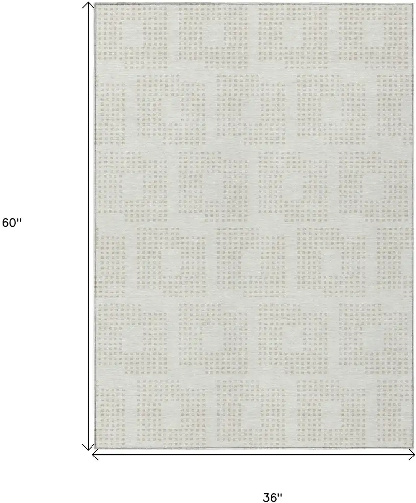 Ivory And Beige Geometric Washable Indoor Outdoor Area Rug Photo 3