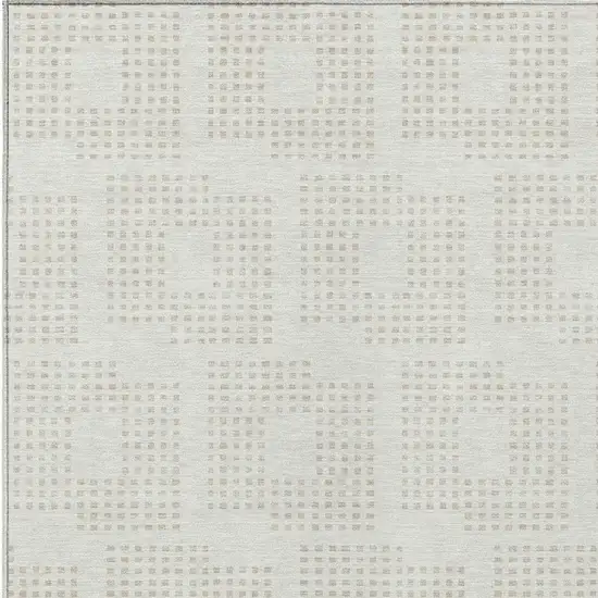 Ivory And Beige Geometric Washable Indoor Outdoor Area Rug Photo 6
