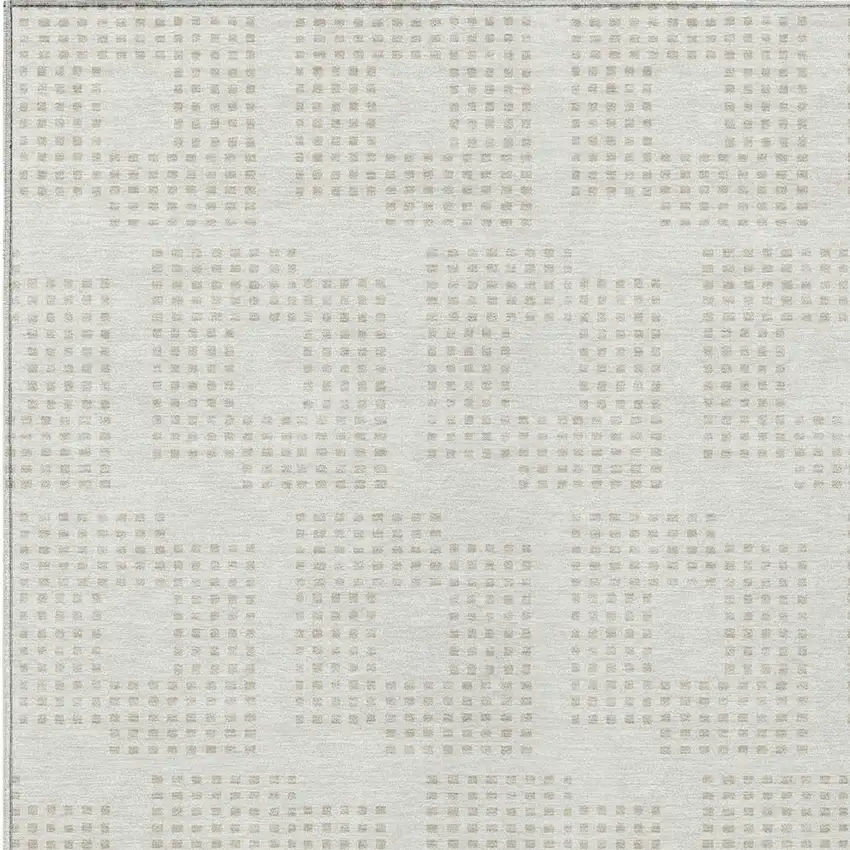 Ivory And Beige Geometric Washable Indoor Outdoor Area Rug Photo 6