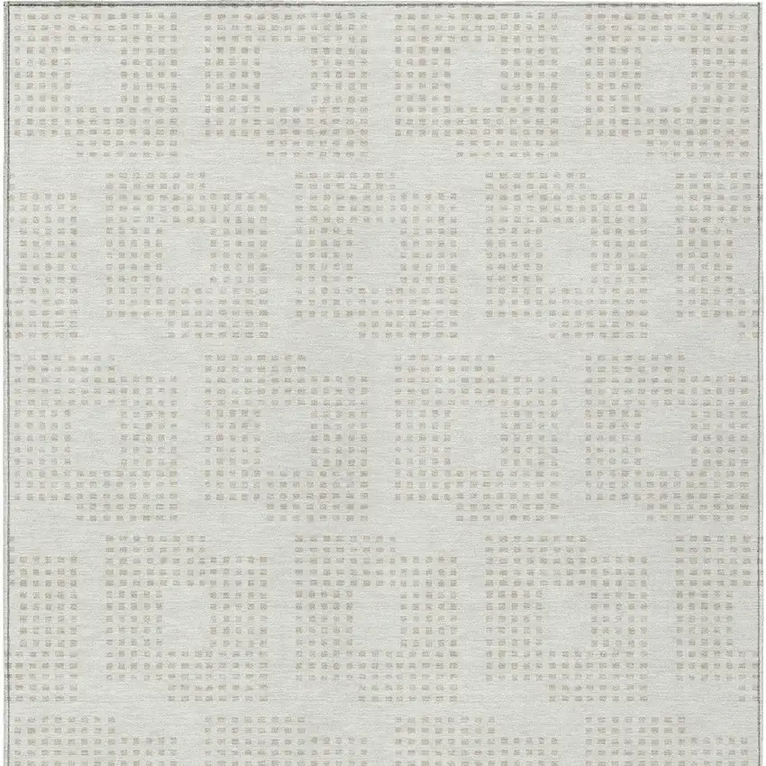 Ivory And Beige Geometric Washable Indoor Outdoor Area Rug Photo 7