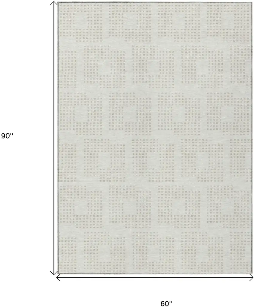 Ivory And Beige Geometric Washable Indoor Outdoor Area Rug Photo 3
