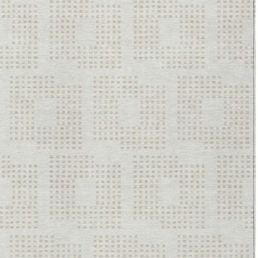 Ivory And Beige Geometric Washable Indoor Outdoor Area Rug Photo 6