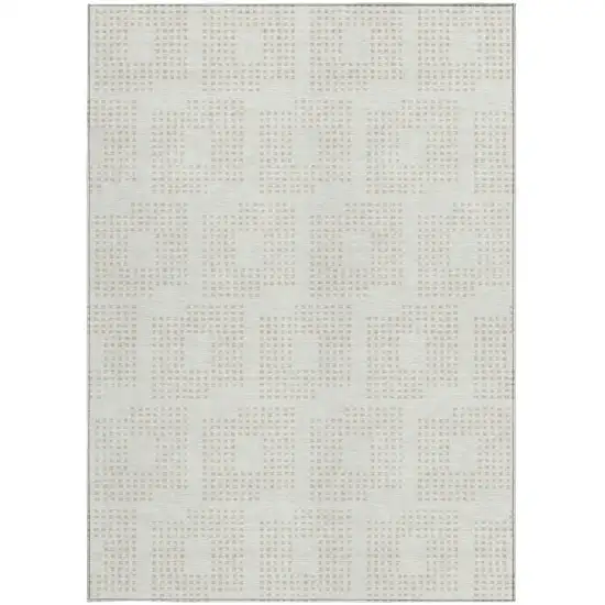 Ivory And Beige Geometric Washable Indoor Outdoor Area Rug Photo 7