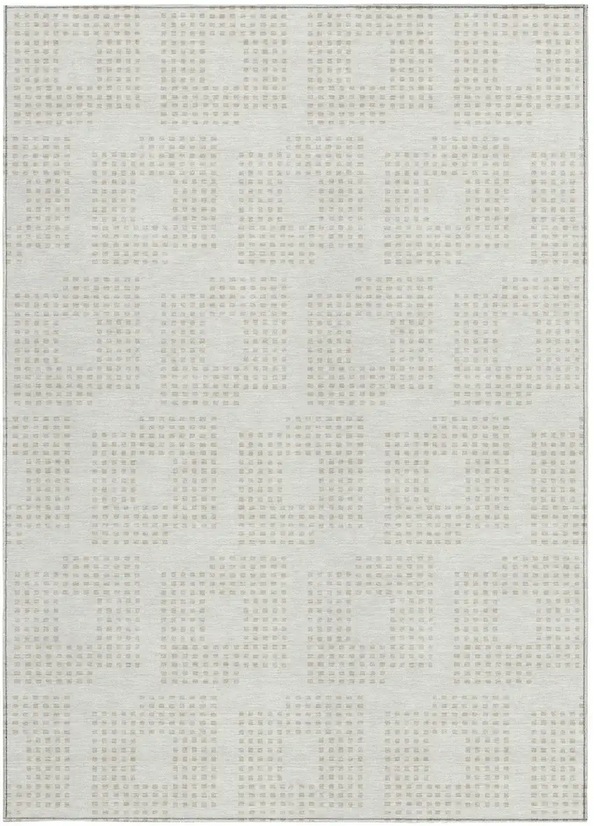 Ivory And Beige Geometric Washable Indoor Outdoor Area Rug Photo 7