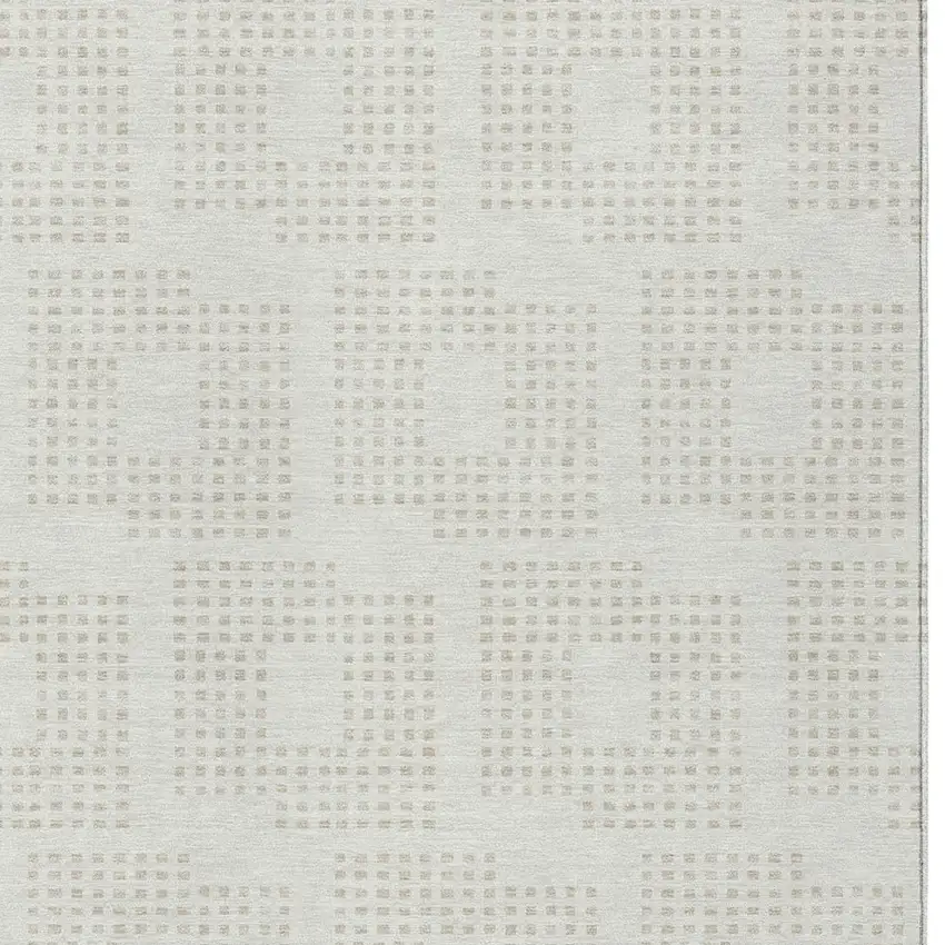 Ivory And Beige Geometric Washable Indoor Outdoor Area Rug Photo 6
