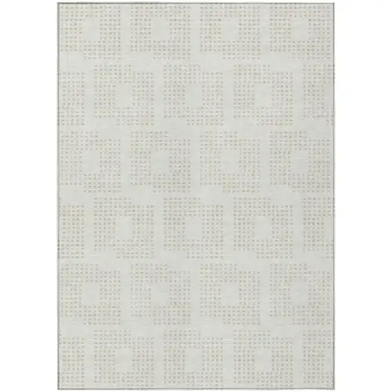Ivory And Beige Geometric Washable Indoor Outdoor Area Rug Photo 2