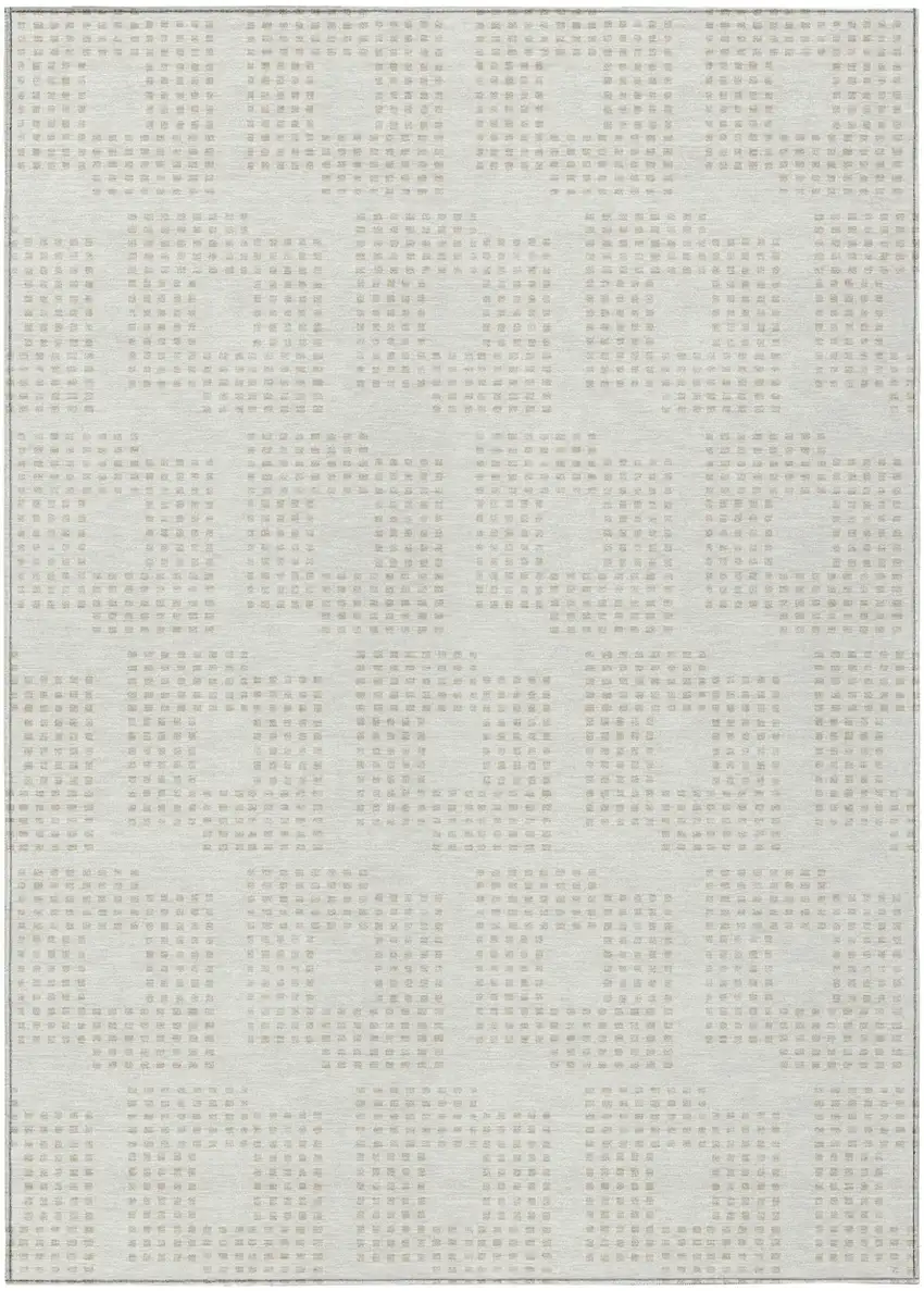 Ivory And Beige Geometric Washable Indoor Outdoor Area Rug Photo 2
