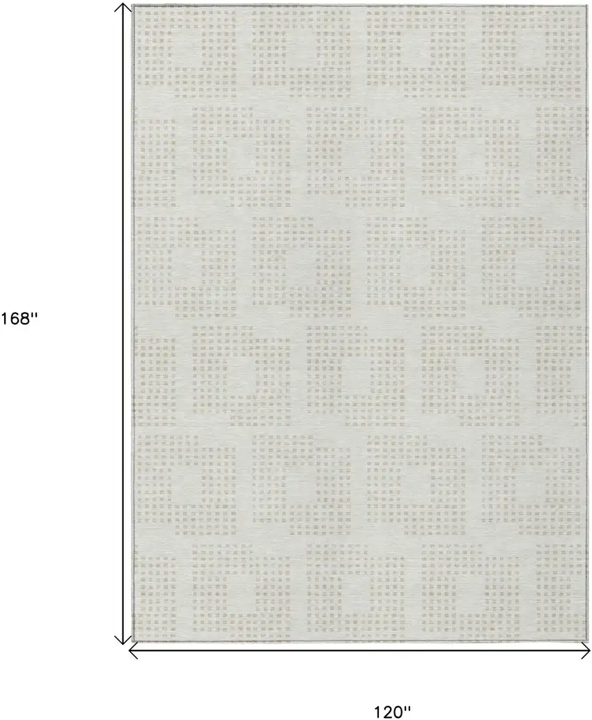 Ivory And Beige Geometric Washable Indoor Outdoor Area Rug Photo 3