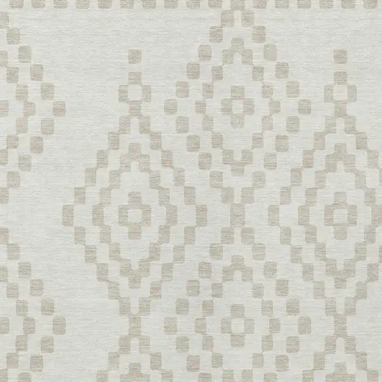 Ivory And Beige Geometric Washable Indoor Outdoor Area Rug Photo 7