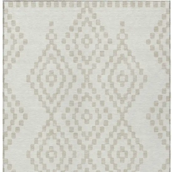 Ivory And Beige Geometric Washable Indoor Outdoor Area Rug Photo 8